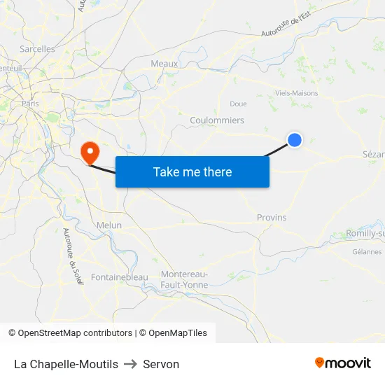 La Chapelle-Moutils to Servon map