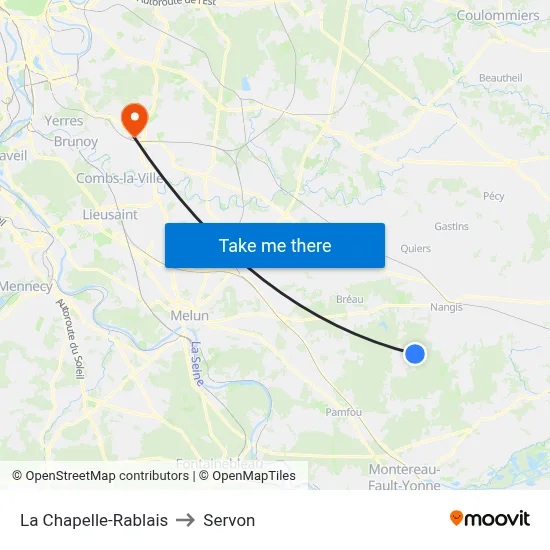 La Chapelle-Rablais to Servon map