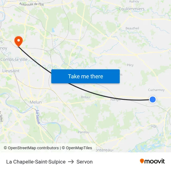 La Chapelle-Saint-Sulpice to Servon map