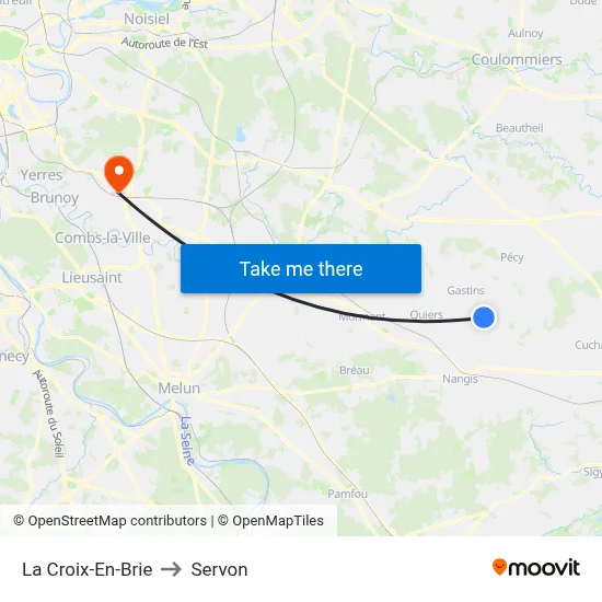 La Croix-En-Brie to Servon map