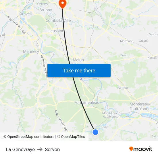 La Genevraye to Servon map