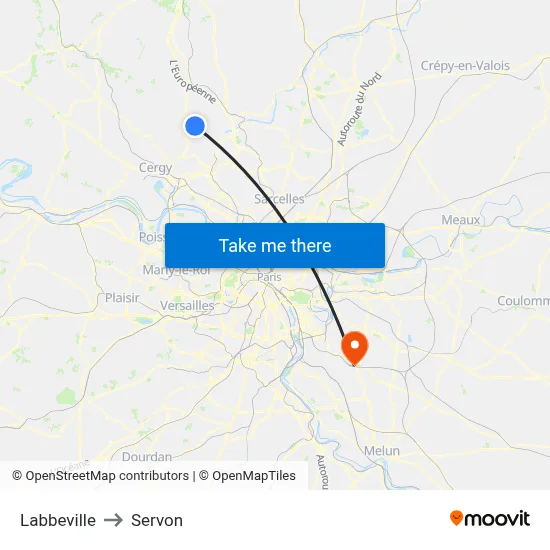 Labbeville to Servon map