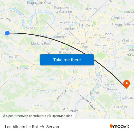 Les Alluets-Le-Roi to Servon map