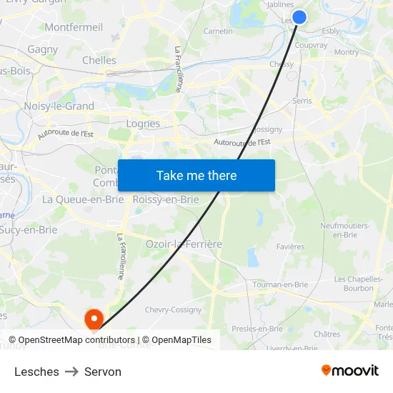 Lesches to Servon map