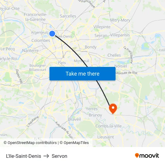L'Ile-Saint-Denis to Servon map