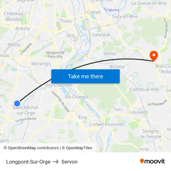 Longpont-Sur-Orge to Servon map