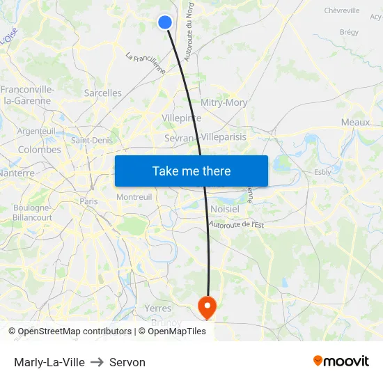 Marly-La-Ville to Servon map