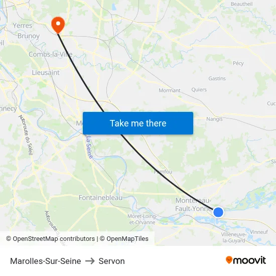 Marolles-Sur-Seine to Servon map