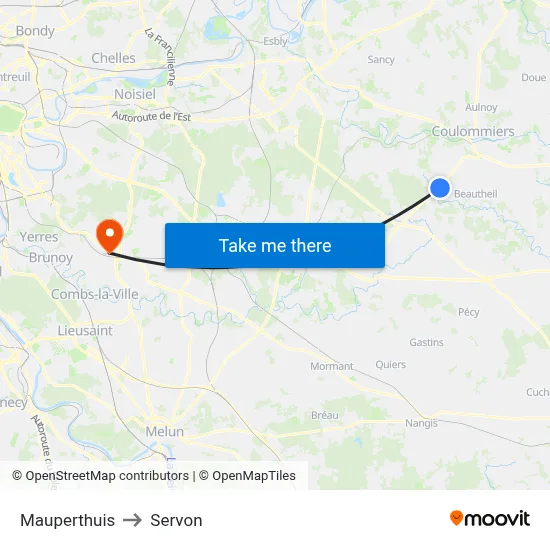 Mauperthuis to Servon map
