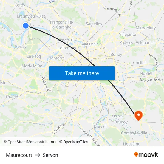 Maurecourt to Servon map