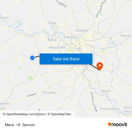 Mere to Servon map