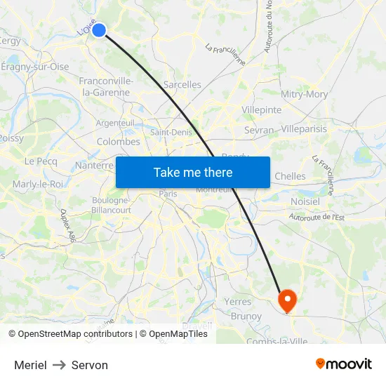 Meriel to Servon map