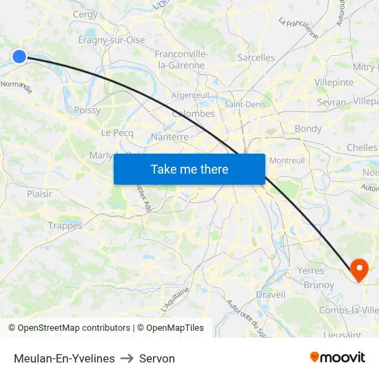 Meulan-En-Yvelines to Servon map