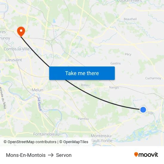 Mons-En-Montois to Servon map