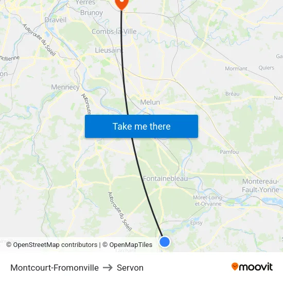 Montcourt-Fromonville to Servon map