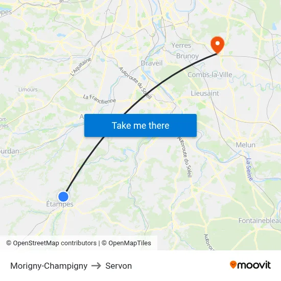 Morigny-Champigny to Servon map
