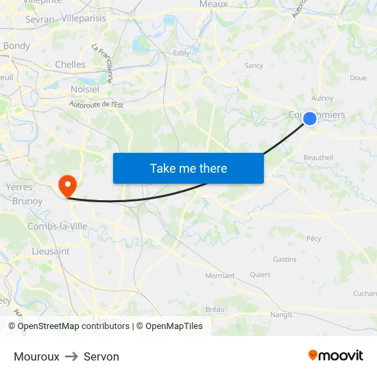 Mouroux to Servon map
