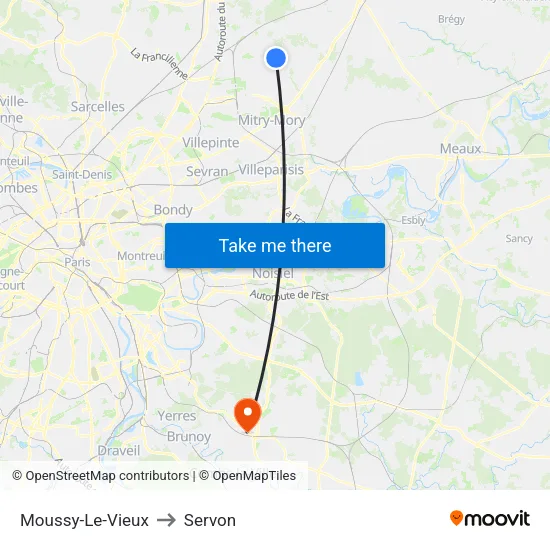 Moussy-Le-Vieux to Servon map