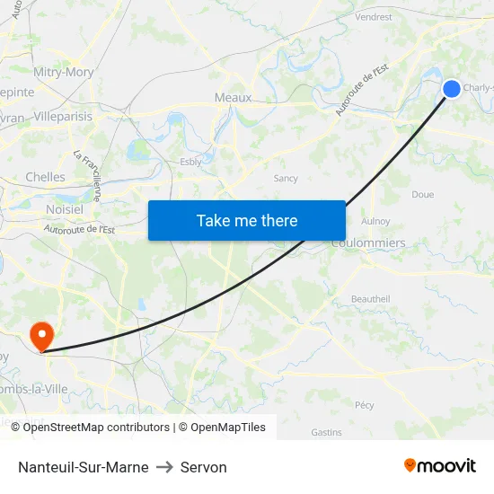Nanteuil-Sur-Marne to Servon map
