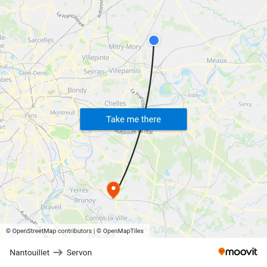 Nantouillet to Servon map