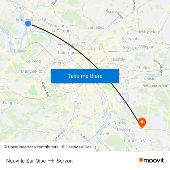 Neuville-Sur-Oise to Servon map