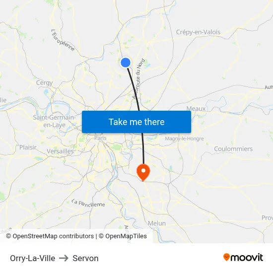 Orry-La-Ville to Servon map