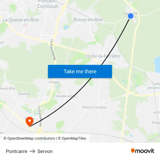 Pontcarre to Servon map