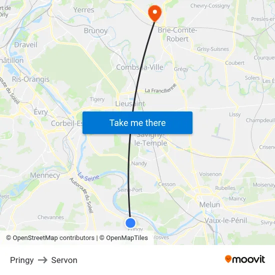 Pringy to Servon map