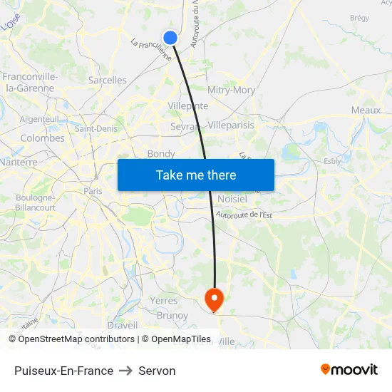 Puiseux-En-France to Servon map