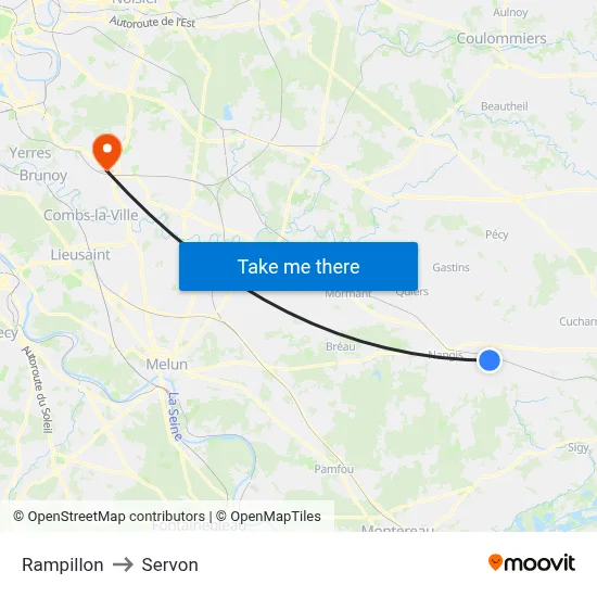 Rampillon to Servon map