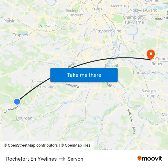 Rochefort-En-Yvelines to Servon map