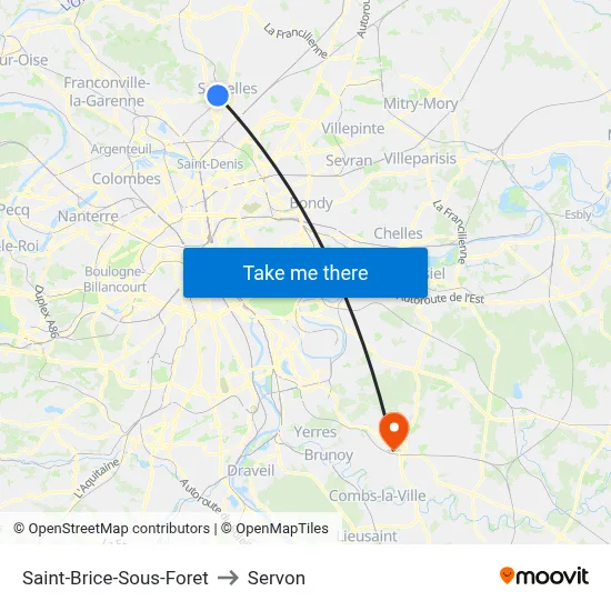 Saint-Brice-Sous-Foret to Servon map