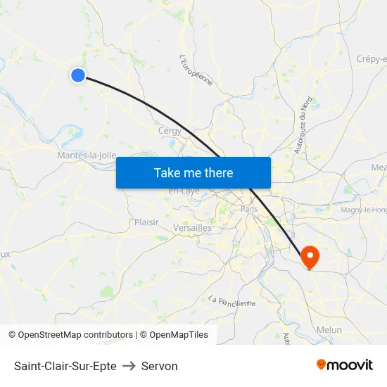 Saint-Clair-Sur-Epte to Servon map