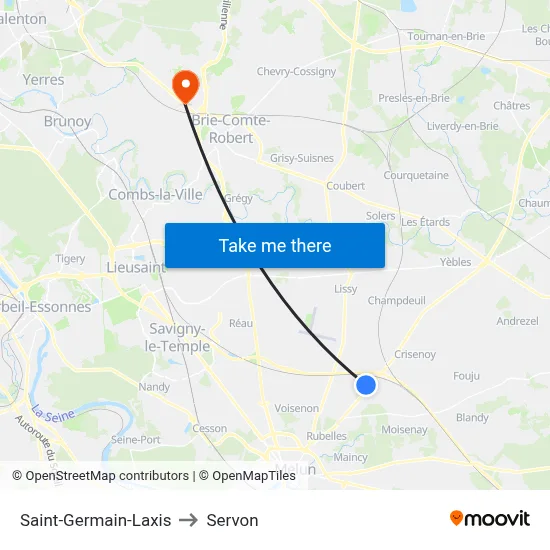 Saint-Germain-Laxis to Servon map