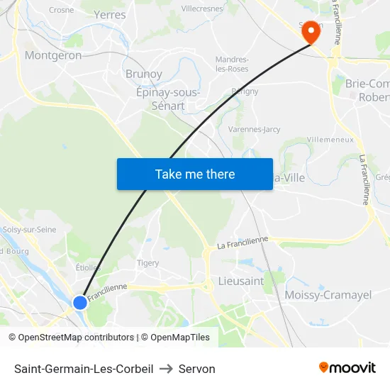 Saint-Germain-Les-Corbeil to Servon map