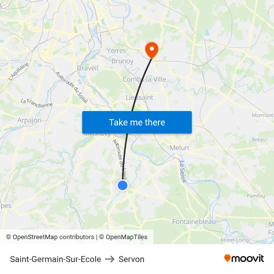 Saint-Germain-Sur-Ecole to Servon map