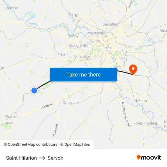 Saint-Hilarion to Servon map