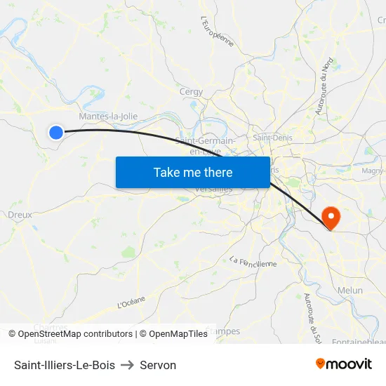 Saint-Illiers-Le-Bois to Servon map