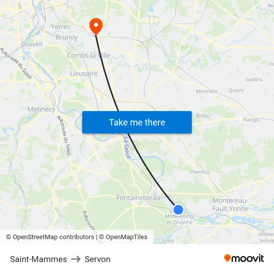Saint-Mammes to Servon map