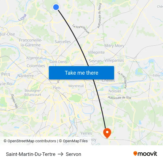 Saint-Martin-Du-Tertre to Servon map