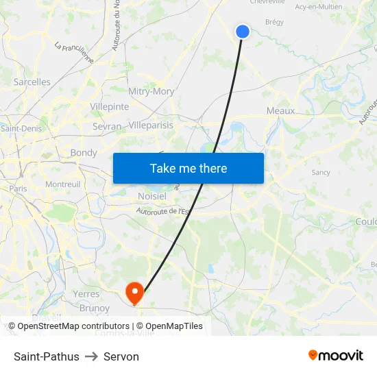 Saint-Pathus to Servon map