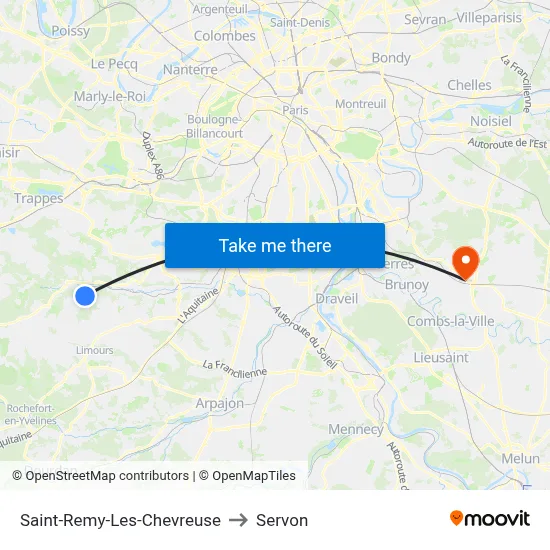 Saint-Remy-Les-Chevreuse to Servon map