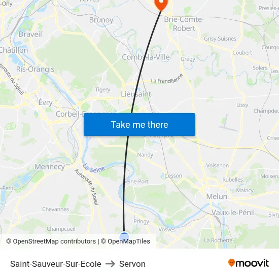 Saint-Sauveur-Sur-Ecole to Servon map