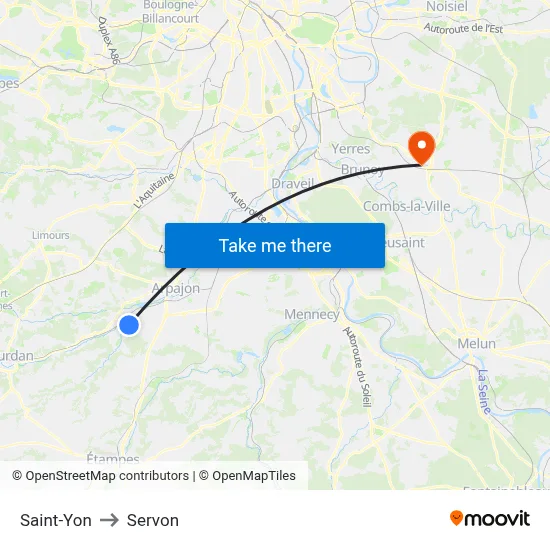Saint-Yon to Servon map