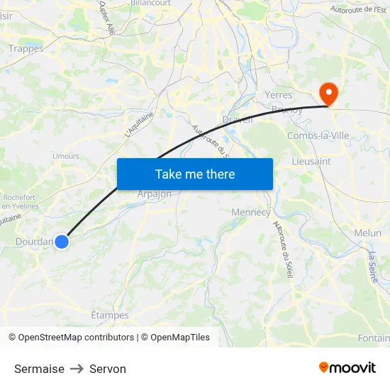 Sermaise to Servon map