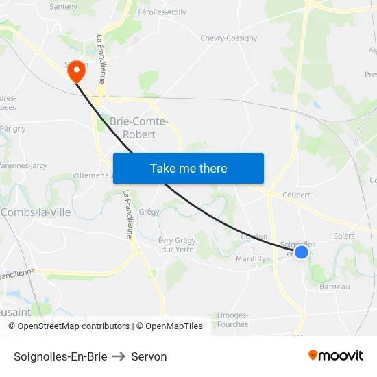 Soignolles-En-Brie to Servon map