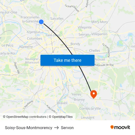 Soisy-Sous-Montmorency to Servon map
