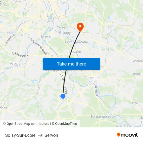 Soisy-Sur-Ecole to Servon map