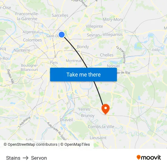 Stains to Servon map