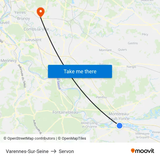Varennes-Sur-Seine to Servon map
